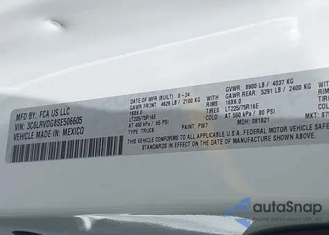 2025 Ram Promaster 2500 2500 High z USA, uszkodzony, nr VIN 3C6LRVDG8SE506605